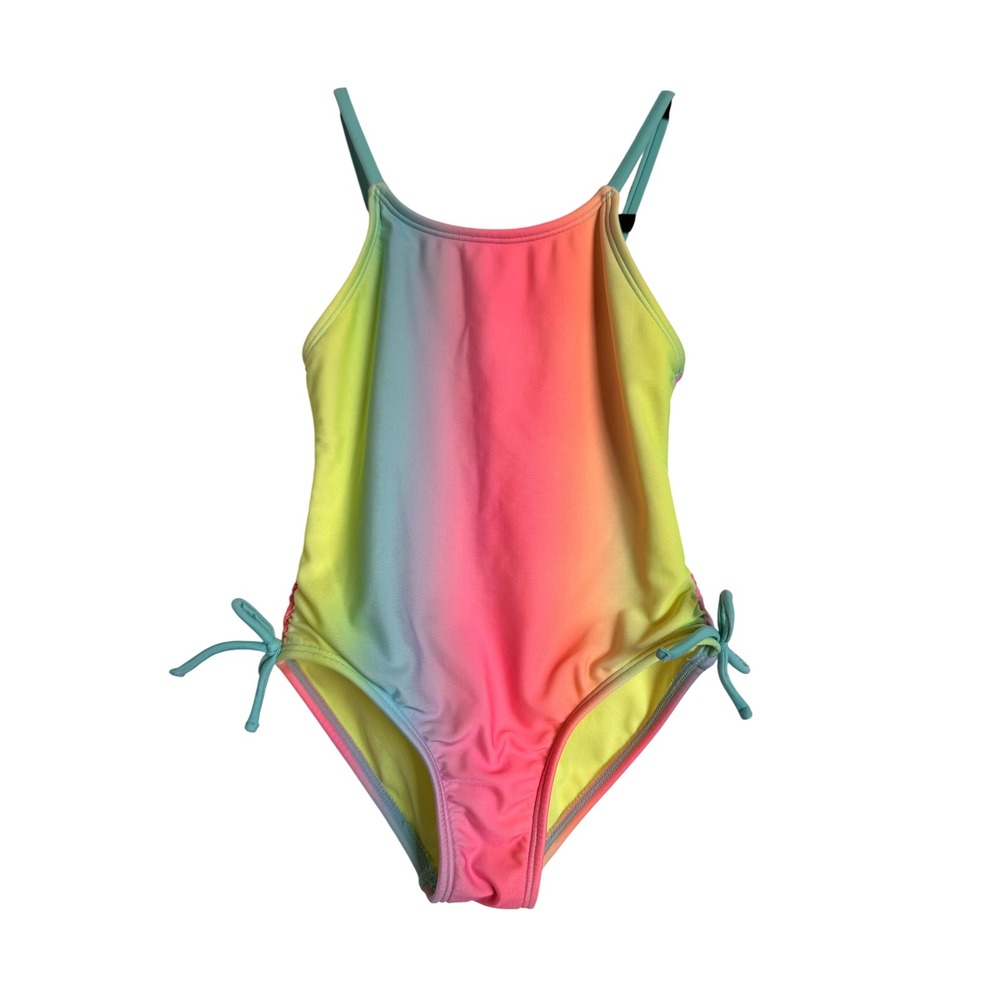 Cat & Jack Kids Girls XS 4/5 Rainbow Ombre One Piece Swimsuit Multicolor
